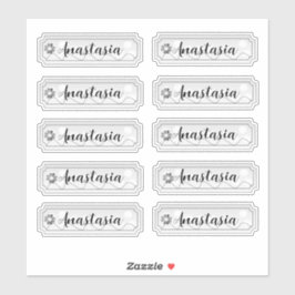 Naam Sticker Set Silver Flowers