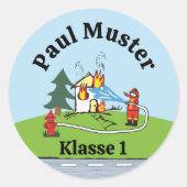 Naam Stickers Rond - Brandweer - Brandweerman (Voorkant)