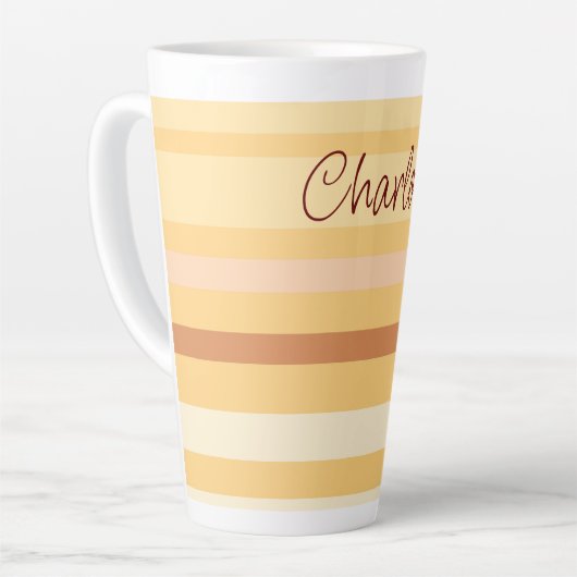 Naam Stijlbeige strepes Latte Mok (Linkerhoek)