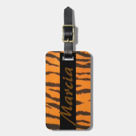 Naam Stijlvolle tijgerafdrukken Bagagelabel (Voorkant verticaal)