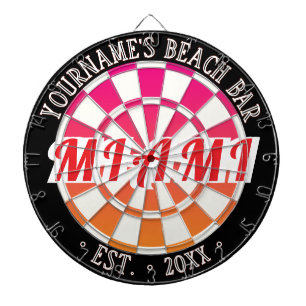 Naam Strandbar MIAMI Rood Roze Oranje Zwart & Wit Dartbord