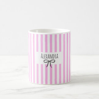 Naam strepen roze trendy moderne boog handtekening koffiemok