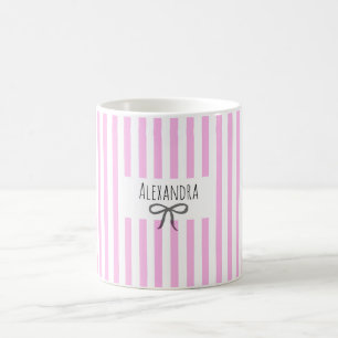 Naam strepen roze trendy moderne handtekening koffiemok