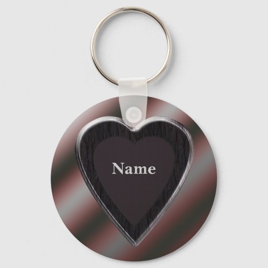 Naam Stripes Heart Keychain - Sjabloon (Voorkant)