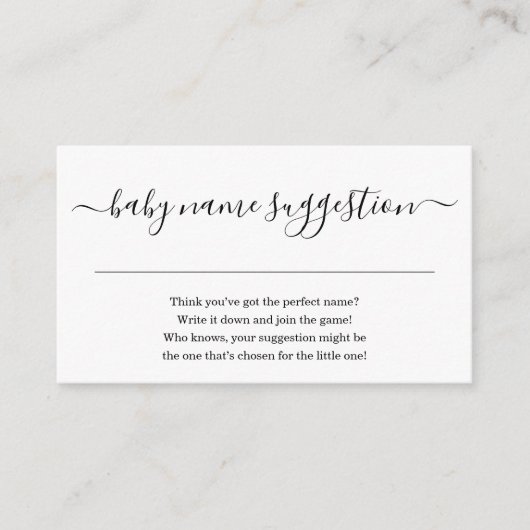 Naam Suggestie Baby shower Uitnodiging Eenvoudig Informatiekaartje (Voorkant)