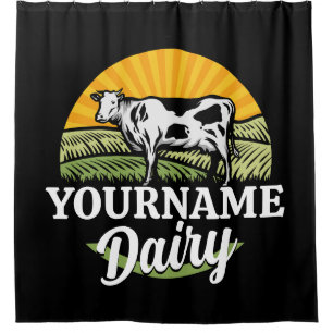 NAAM Sunset Dairy Boerderij Grazing Holstein Koe t Douchegordijn