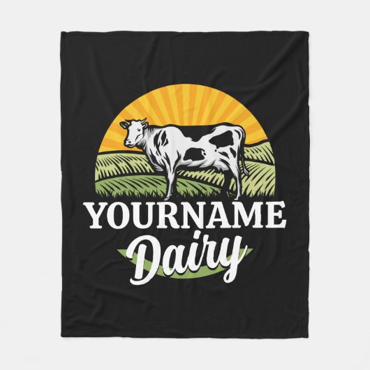 NAAM Sunset Dairy Boerderij Grazing Holstein Koe t Fleece Deken (Voorkant)