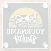 NAAM Sunset Dairy Boerderij Grazing Holstein Koe t Glazen Onderzetter (Achterkant)