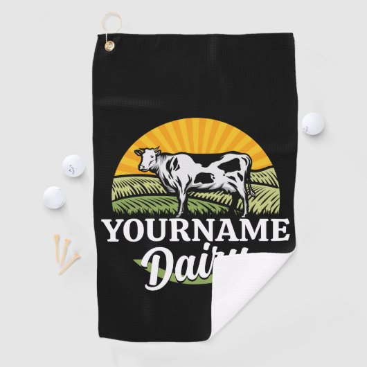 NAAM Sunset Dairy Boerderij Grazing Holstein Koe t Golfhanddoek (Insitu)