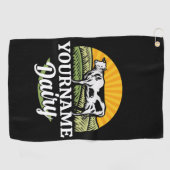 NAAM Sunset Dairy Boerderij Grazing Holstein Koe t Golfhanddoek (Horizontaal)