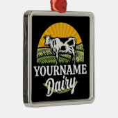 NAAM Sunset Dairy Boerderij Grazing Holstein Koe t Metalen Ornament (Rechts)