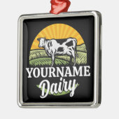NAAM Sunset Dairy Boerderij Grazing Holstein Koe t Metalen Ornament (Links)