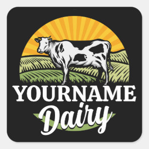 NAAM Sunset Dairy Boerderij Grazing Holstein Koe t Vierkante Sticker