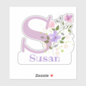Naam Susan met de Letter S Sticker Uitknippen (Vel)