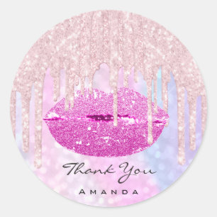 Naam Sweet16th Bridal Pink Holographic Lips Ronde Sticker