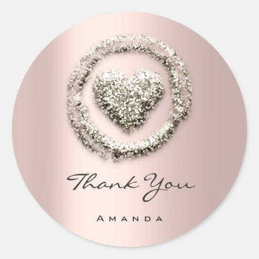 Naam Sweet 16th Roos Heart Grey Roos Ronde Sticker (Voorkant)