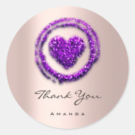 Naam Sweet 16th Roos Heart Paars Violet Ronde Sticker