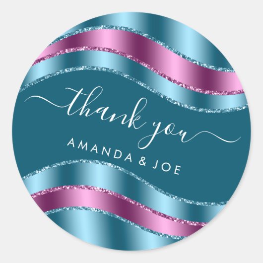 Naam Sweet 16th Vrijgezellenfeest Blue Blauwgroen  Ronde Sticker (Voorkant)