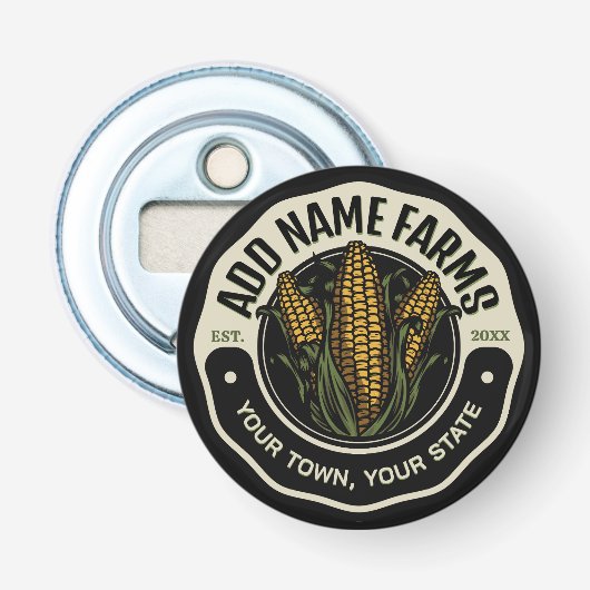 NAAM Sweet Corn Garden Boerderij Farmer Button Flesopener (Voorkant)