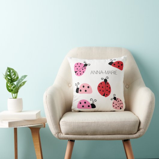 Naam Sweet Cute Pink Red Ladybug Cartoon Kussen (Stoel)