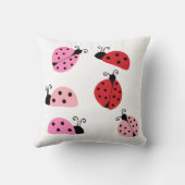 Naam Sweet Cute Pink Red Ladybug Cartoon Kussen (Achterkant)