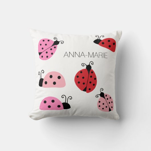 Naam Sweet Cute Pink Red Ladybug Cartoon Kussen (Voorkant)
