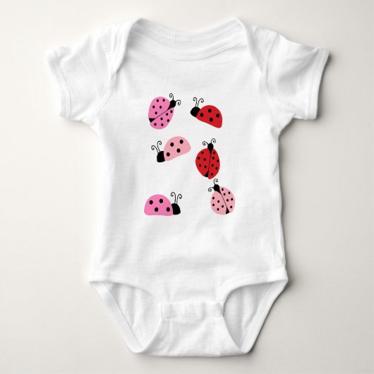 Naam Sweet Cute Pink Red Ladybug Cartoon Romper (Voorkant)