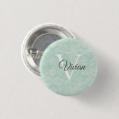 Naam Sweet Mint Green Waterverf Monogram Ronde Button 3,2 Cm (Voorkant /achterkant)