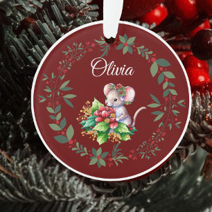 Naam Sweet Mouse Bourgogne Kerstmis Ornament