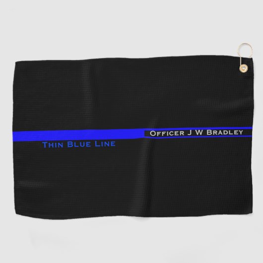 Naam symbolische Thin Blue Line Police Officer Golfhanddoek (Horizontaal)