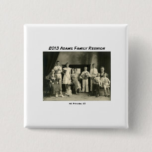 Naam Tag Adams Reunion Vierkante Button 5,1 Cm
