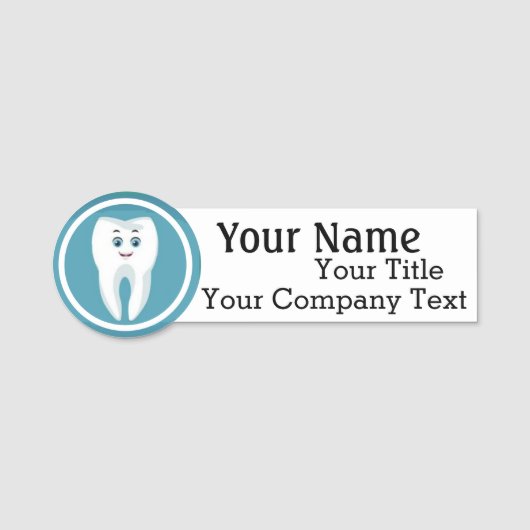 Naam Tag Happy Dentist Tooth Logo Custom Badge (Voorkant)
