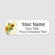 Naam Tag Honey Yellow Sunflower Custom Text Badge