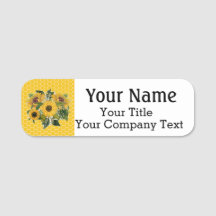 Naam Tag Honey Yellow Sunflower Custom Text Badge