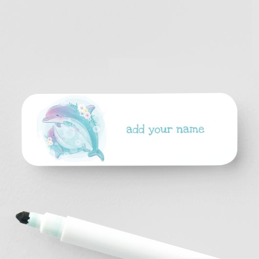 NAAM TAG : KINDEREN BIRTHDAYS : TWEE DOLPHINS (In situ)