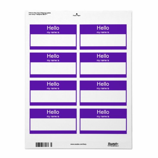 Naam tag Labels (Full Sheet)