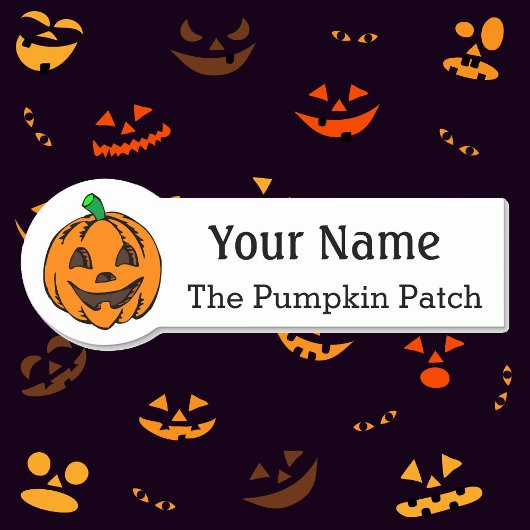 Naam Tag met aangepaste Halloween Pumpkin-tekstkaa