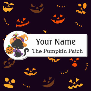 Naam Tag met aangepaste Halloween Pumpkin-tekstkaa