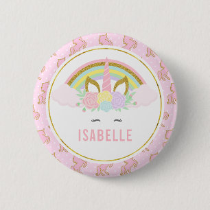 Naam Tag Rainbow Unicorn Party Pin Ronde Button 5,7 Cm