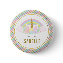 Naam Tag Rainbow Unicorn Party Pin