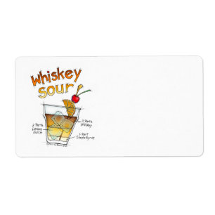 NAAM TAGS, ETIKETTERS WHISKEY SOUR RECIPE COCKTAIL ETIKET
