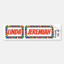 Naam Tags Linda en Jeremiah teken/sticker/magnet Bumpersticker
