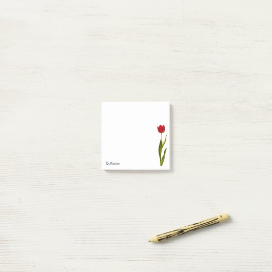 Naam - Tall Red Tulip Spring Floral Post-it® Notes (Op bureau)