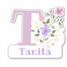 Naam Tanita met de letter T Sticker Uitknippen