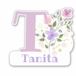 Naam Tanita met de letter T Sticker Uitknippen