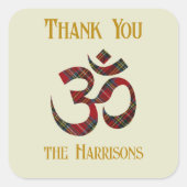 Naam. Tartan OM Symbool 3-in Dank u Sticker (Voorkant)