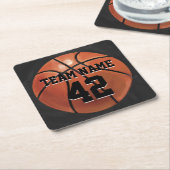 Naam team en Basketball nummer Kartonnen Onderzetters (Schuin)