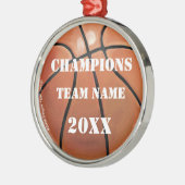 Naam team en Basketball nummer Metalen Ornament (Links)