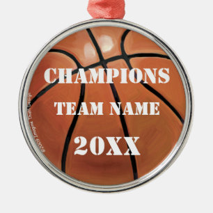 Naam team en Basketball nummer Metalen Ornament