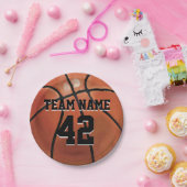 Naam team en Basketball nummer Papieren Bordje (Feest)